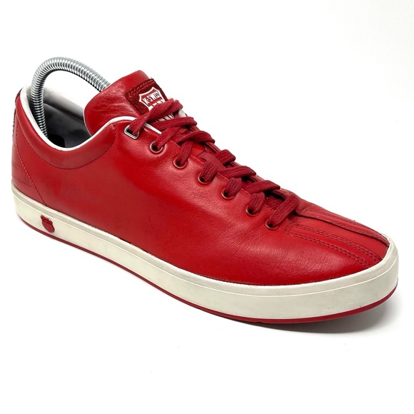 K-SWISS Leather Suede Sneakers Men's SIZE 10 Red White Casual Shoes 02874602 Low - Picture 9 of 16